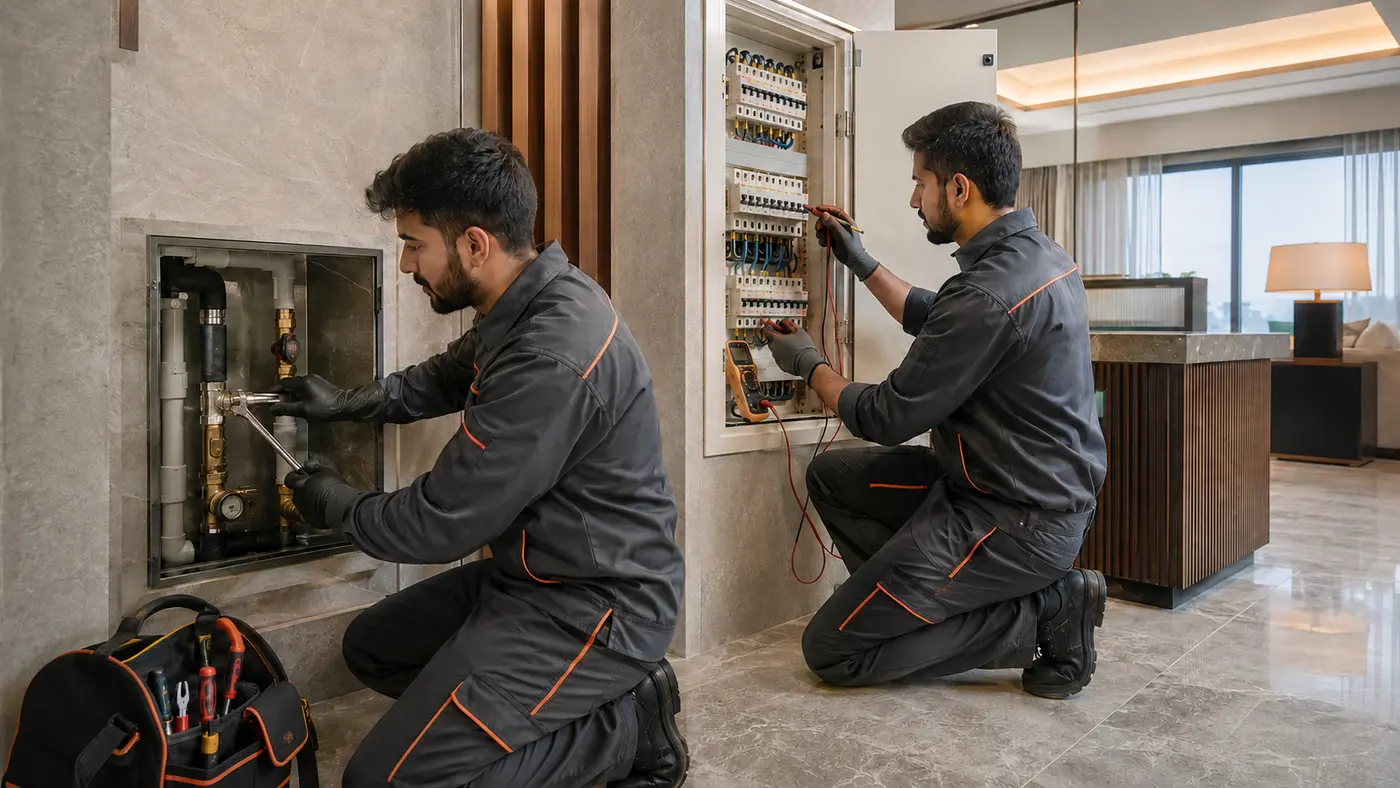 Seven Homes technicians carrying out coordinated property maintenance