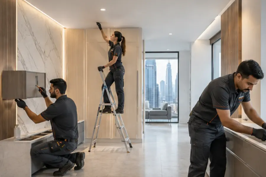 Seven Homes interior improvement team working in a premium property